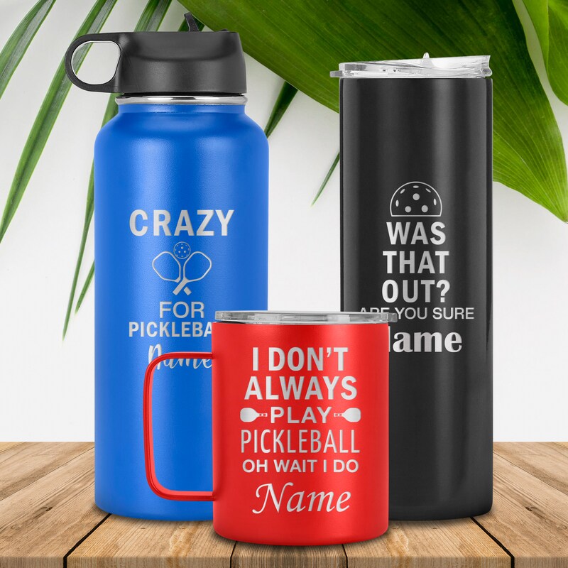 Custom Pickleball Tumbler, Sport Lover Gift, Laser Engraved Travel Mug, Personalized Gift For Pickleball Lover, Double Insulated Coffee Cup